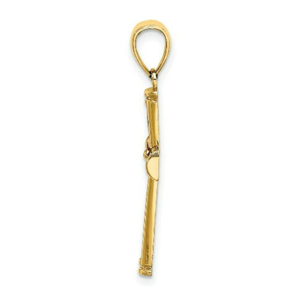 14K Yellow Gold Red Stained Glass Cross Charm Pendant