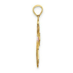 Load image into Gallery viewer, 14K Yellow Gold Pink &amp; Purple Stained Glass Cross Charm Pendant
