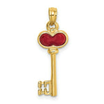 Load image into Gallery viewer, 14K Yellow Gold Polished Enameled Heart Key Charm Pendant

