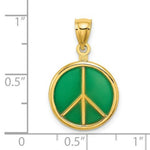 Load image into Gallery viewer, 14K Yellow Gold 3-D Green Stained Glass Peace Symbol Charm Pendant

