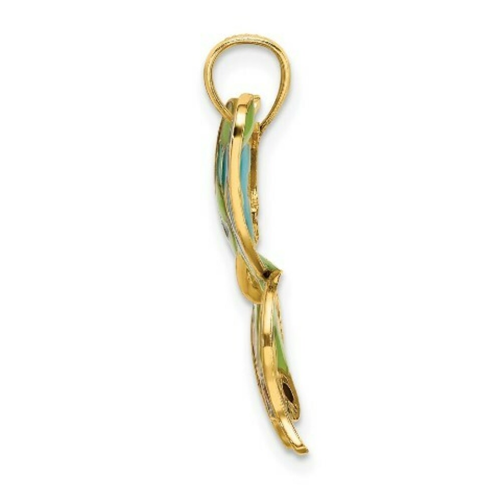 14K Yellow Gold Enameled Butterfly Pendant
