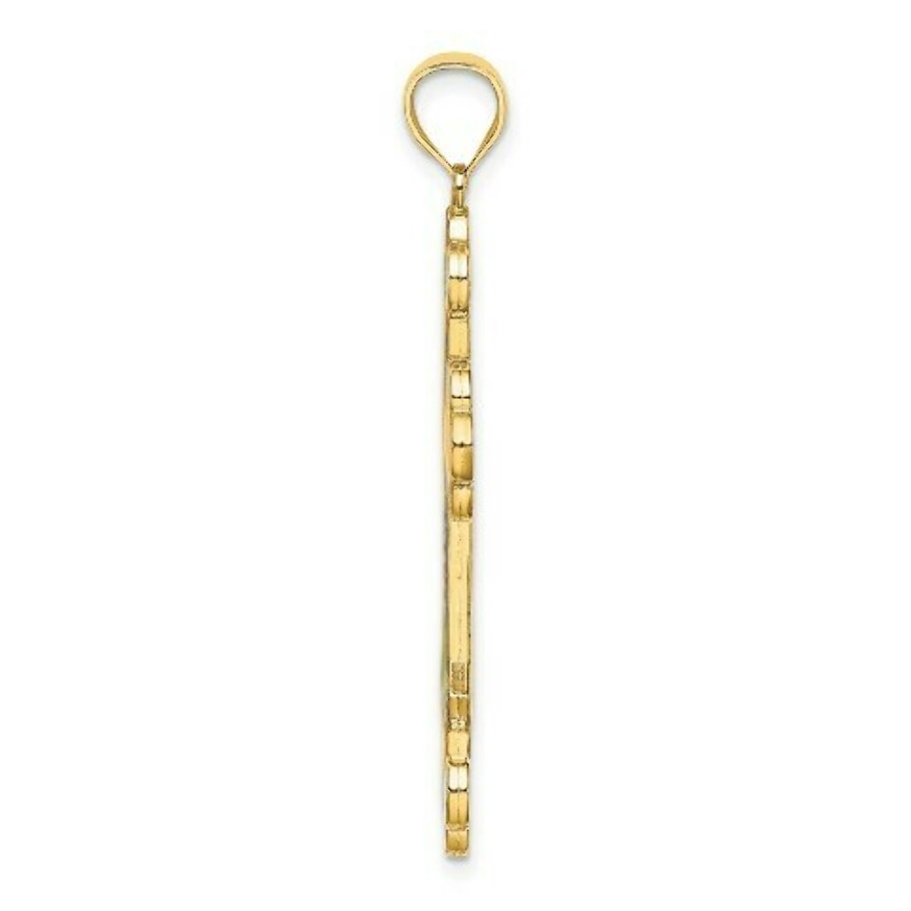 14K Yellow Gold Multi Color Stained Glass Cross Charm Pendant