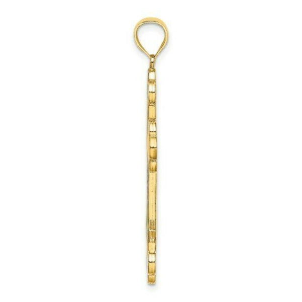 14K Yellow Gold Multi Color Stained Glass Cross Charm Pendant