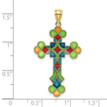 Load image into Gallery viewer, 14K Yellow Gold Multi Color Stained Glass Cross Charm Pendant
