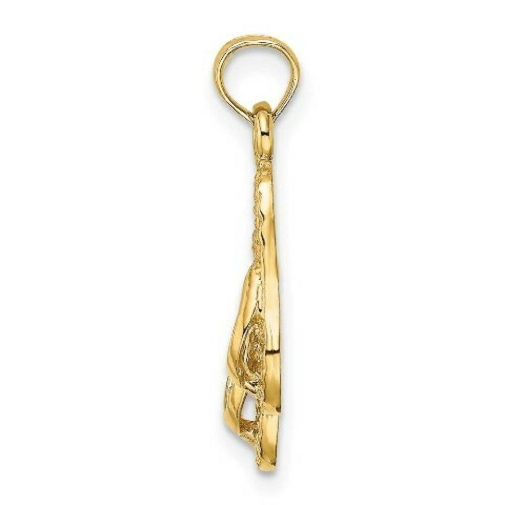 14K Yellow Gold Key West Double Flip Flop Charm Pendant