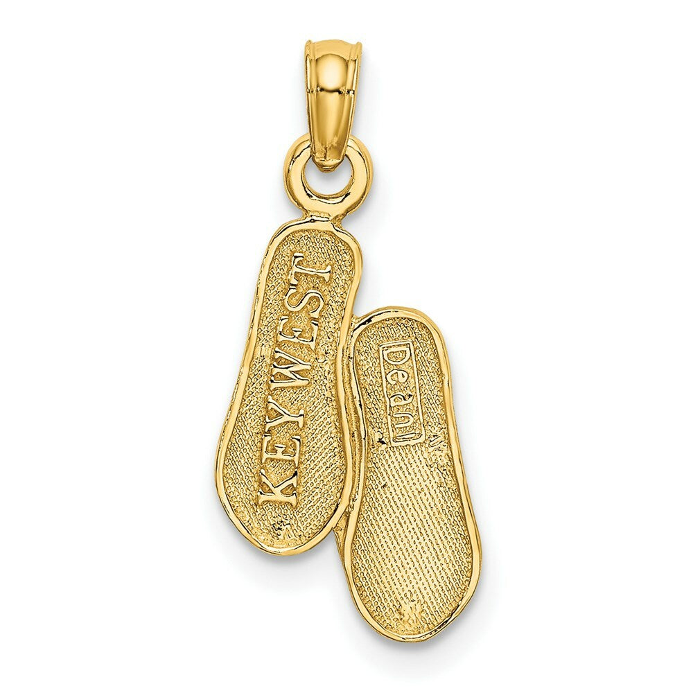 14K Yellow Gold Key West Double Flip Flop Charm Pendant