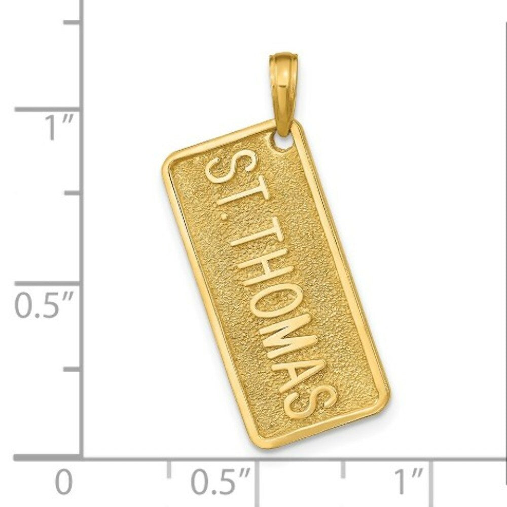 14K Yellow Gold St. Thomas License Plate Pendant