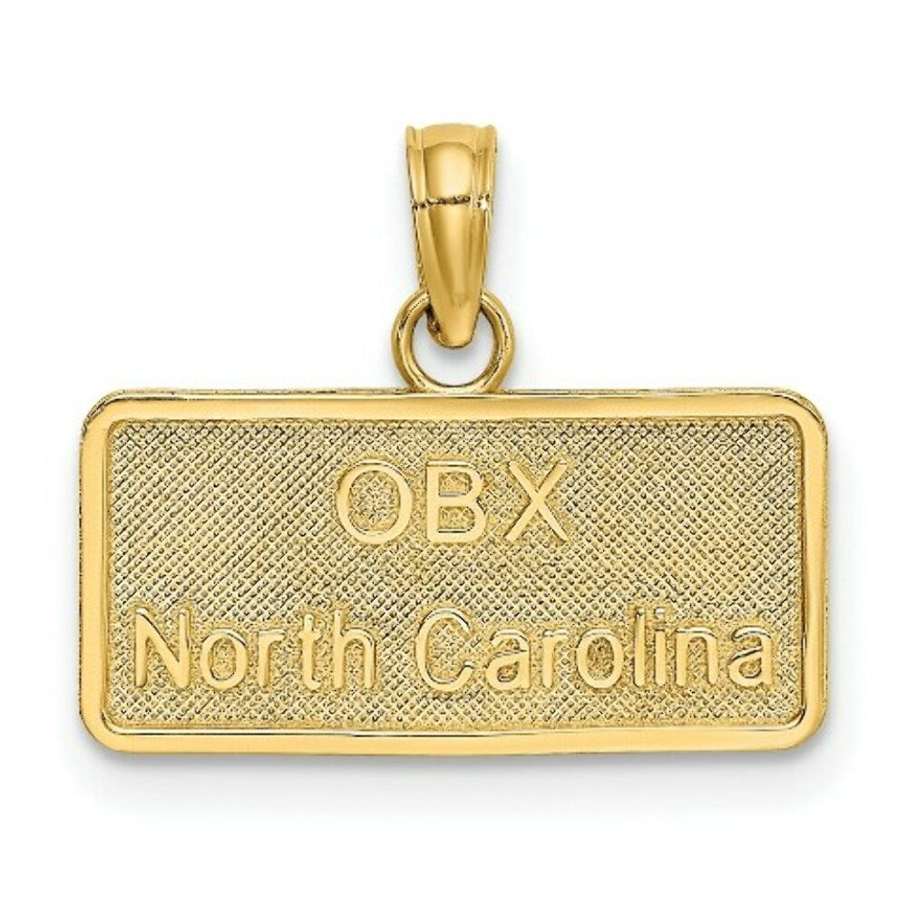 14K Yellow Gold OBX NORTH CAROLINA LICENSE PLATE Charm Pendant