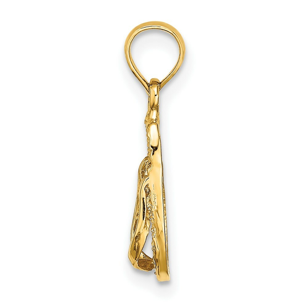 14K Yellow Gold Key West Flip Flop Charm Pendant