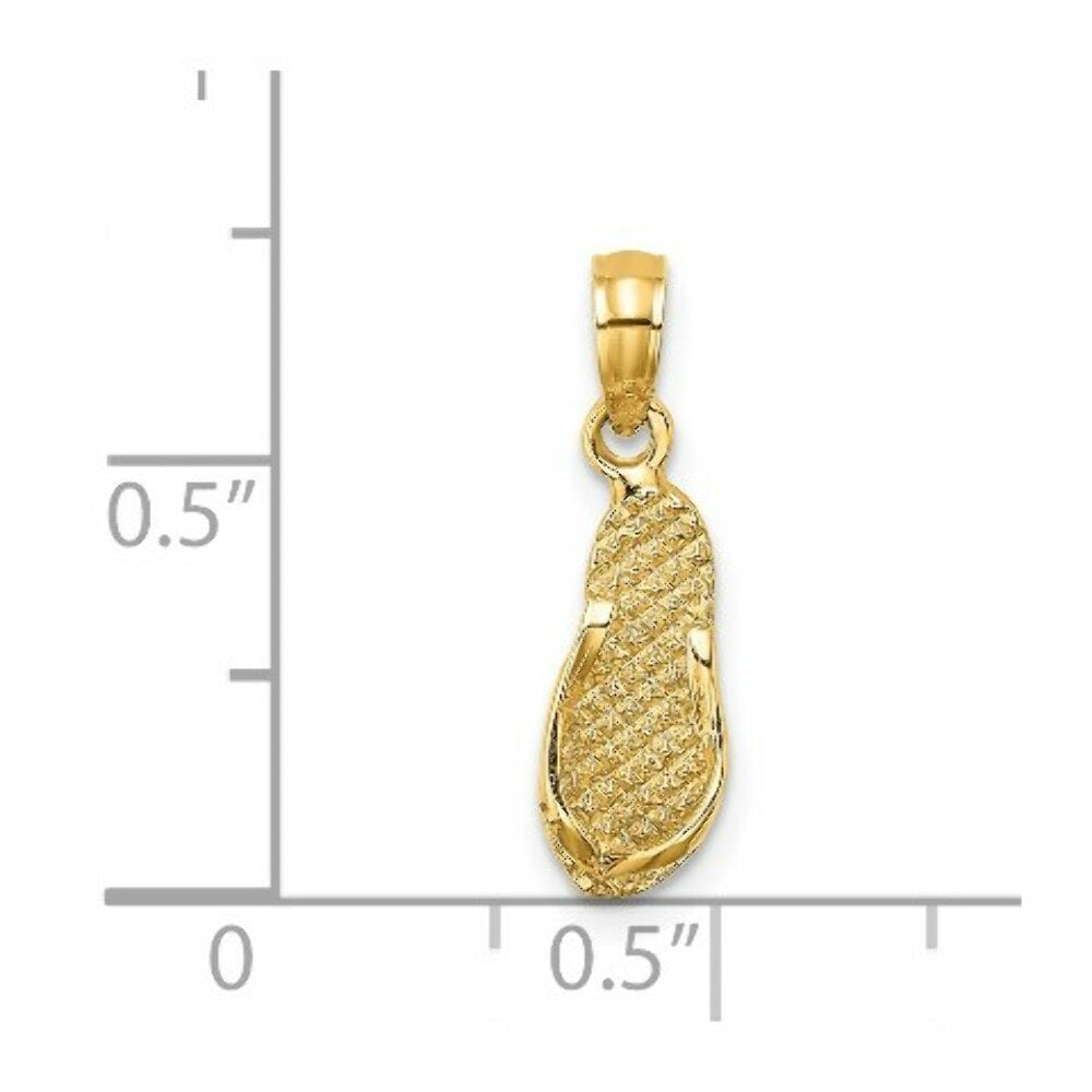 14K Yellow Gold Key West Flip Flop Charm Pendant