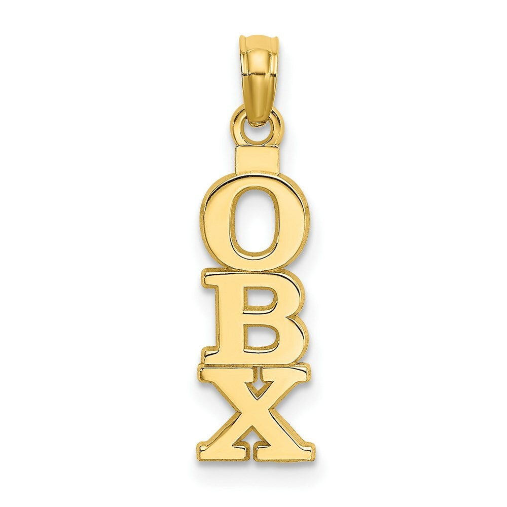 14K Yellow Gold Polished OBX VERTICAL OUTER BANKS Charm Pendant