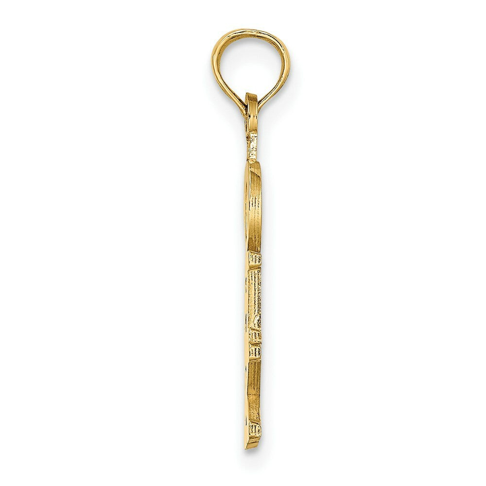 14K Yellow Gold Polished OBX VERTICAL OUTER BANKS Charm Pendant