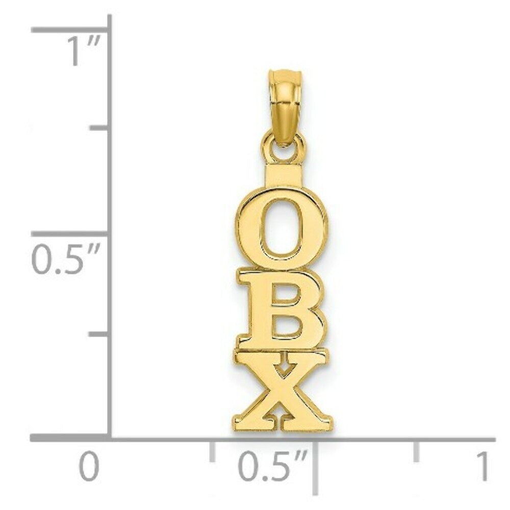14K Yellow Gold Polished OBX VERTICAL OUTER BANKS Charm Pendant