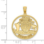 Load image into Gallery viewer, 14K Yellow Gold Bahamas Crest In Textured Frame Charm Pendant
