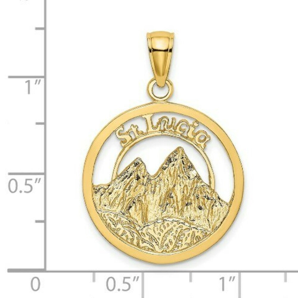 14K Yellow Gold ST. LUCIA Twin Pitons Charm Pendant