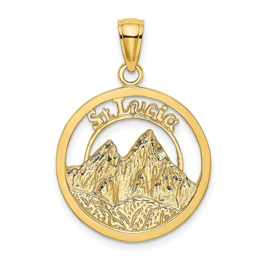 14K Yellow Gold ST. LUCIA Twin Pitons Charm Pendant