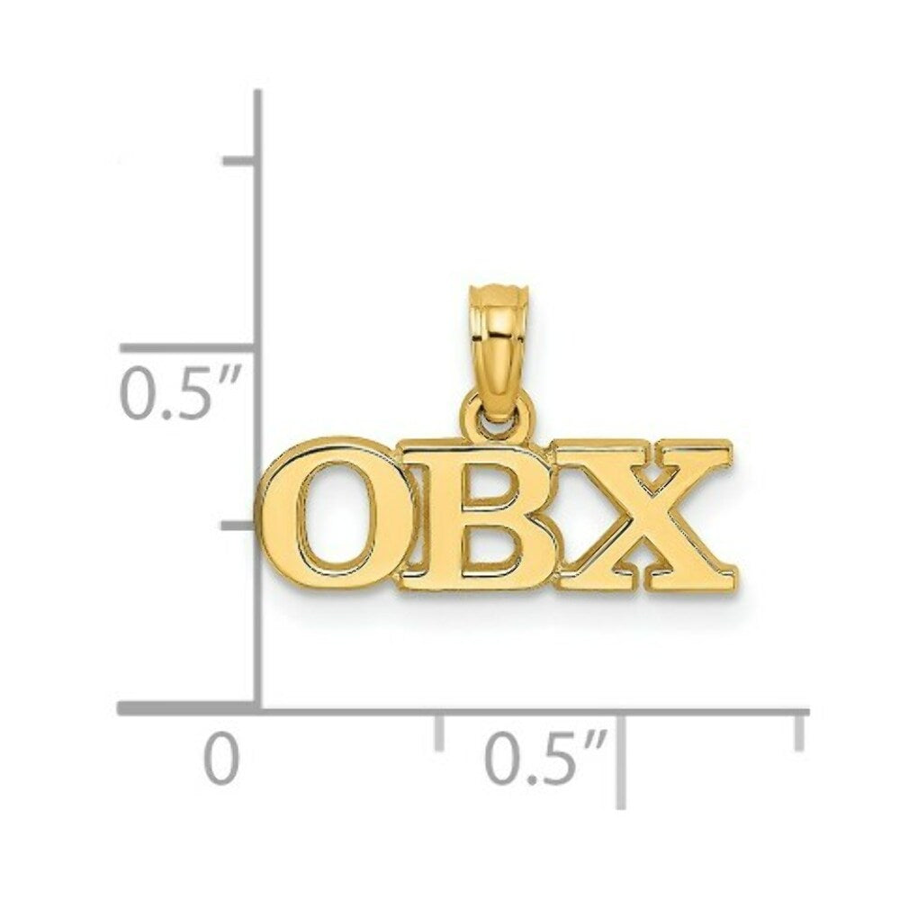 14K Yellow Gold Polished OBX Charm Pendant