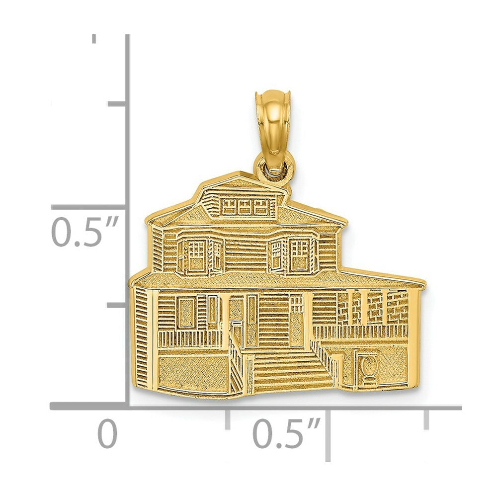 14K Yellow Gold The Manse Bed & Breakfast Inn With Engraved Cape May Charm Pendant