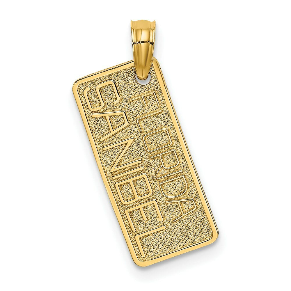 14K Yellow Gold Textured Small Florida Sanibel License Plate