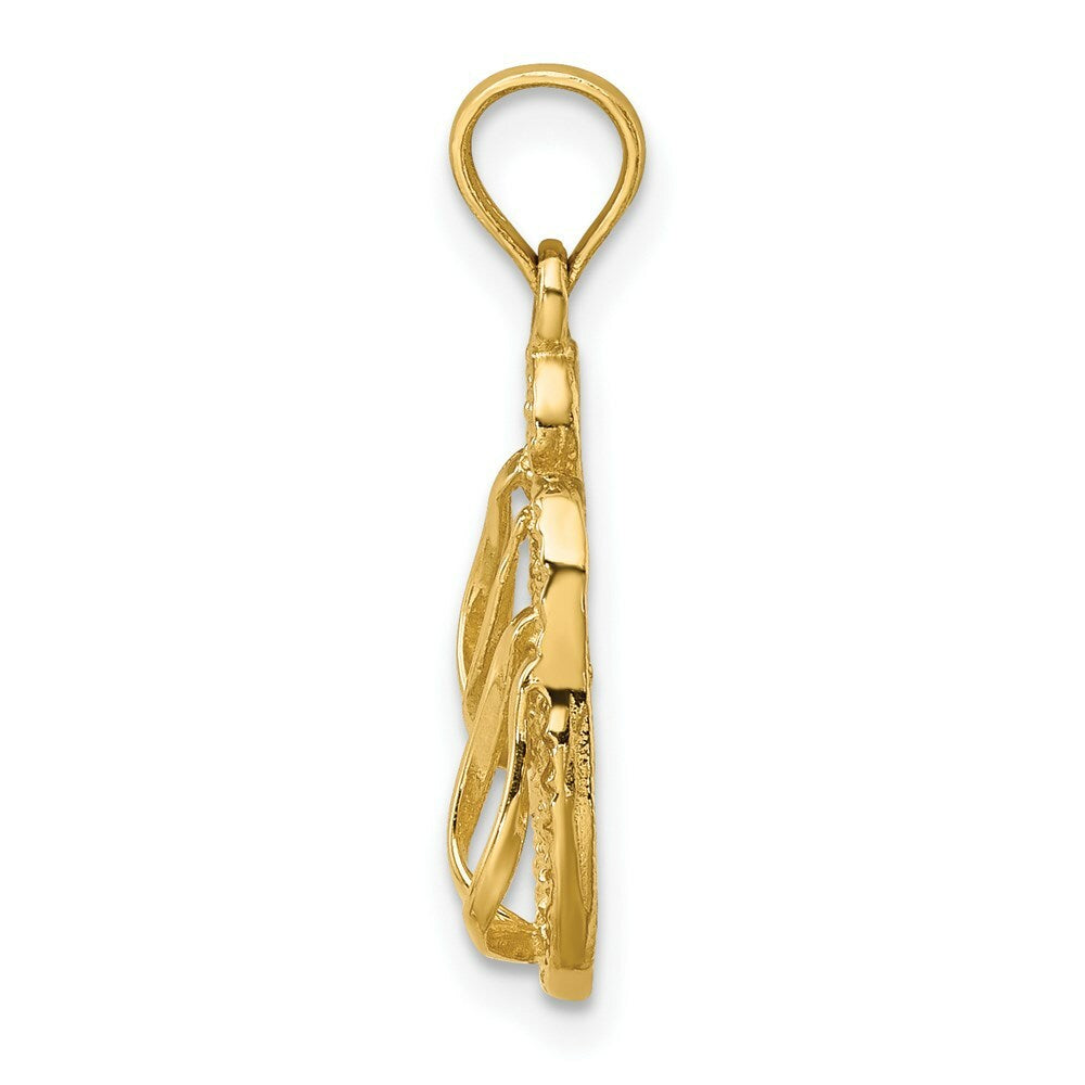 14K Yellow Gold Textured FLIP-FLOP Charm Pendant