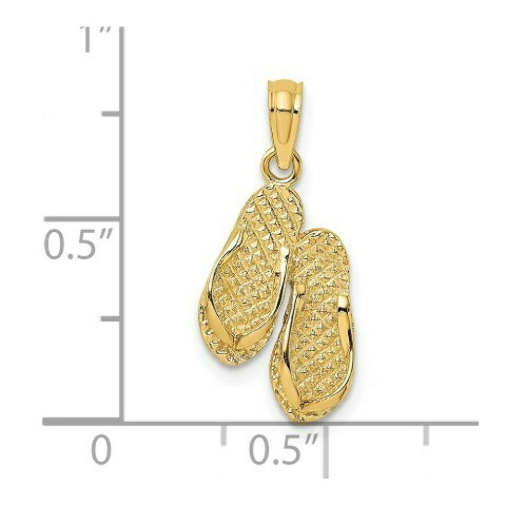 14K Yellow Gold Textured FLIP-FLOP Charm Pendant