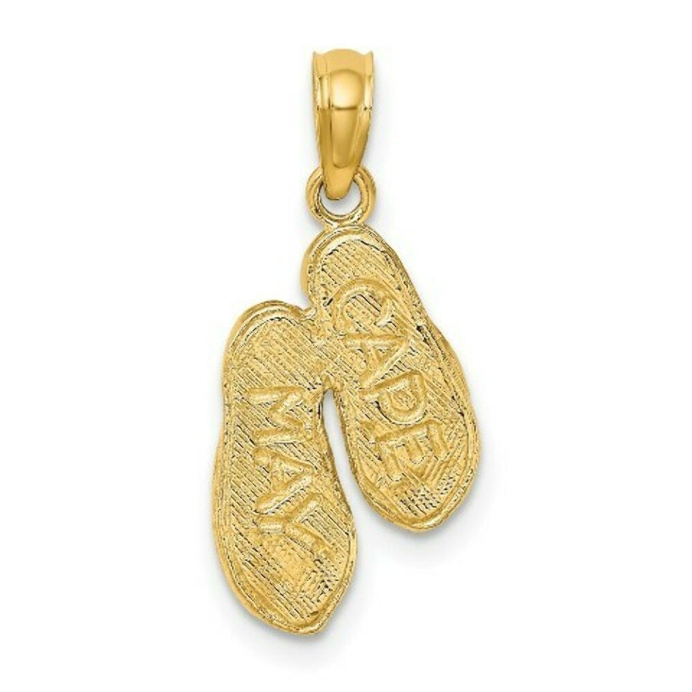 14K Yellow Gold Textured FLIP-FLOP Charm Pendant