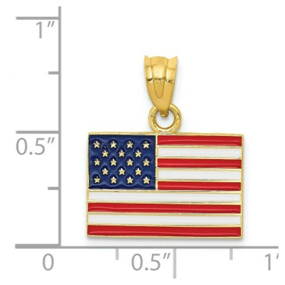14K Yellow Gold Enameled United States Flag Pendant