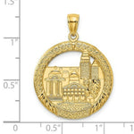 Load image into Gallery viewer, 14K Yellow Gold BOSTON TOWN Scene In Round Disc Charm Pendant
