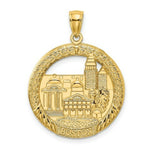 Load image into Gallery viewer, 14K Yellow Gold BOSTON TOWN Scene In Round Disc Charm Pendant
