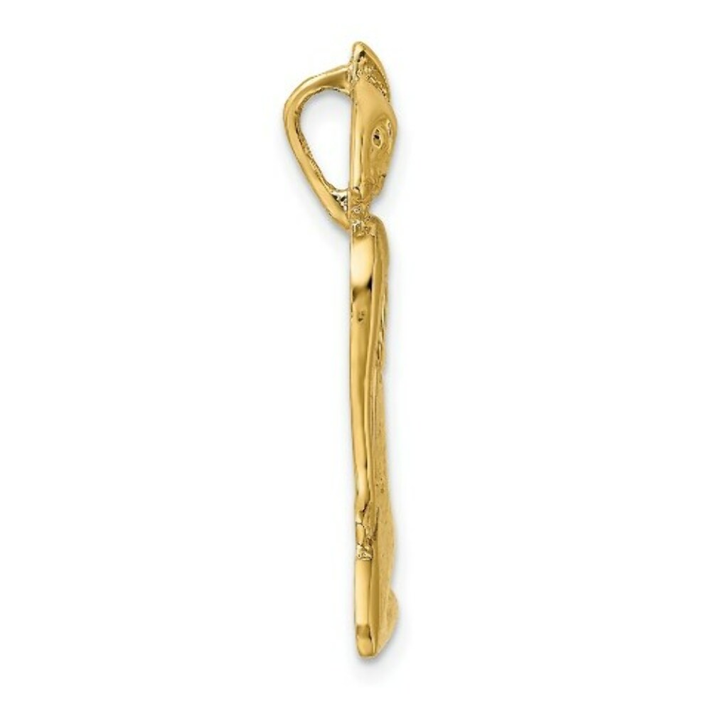 14K Yellow Gold 2-D Marco Island Cat With Hidden Bail Charm Pendant