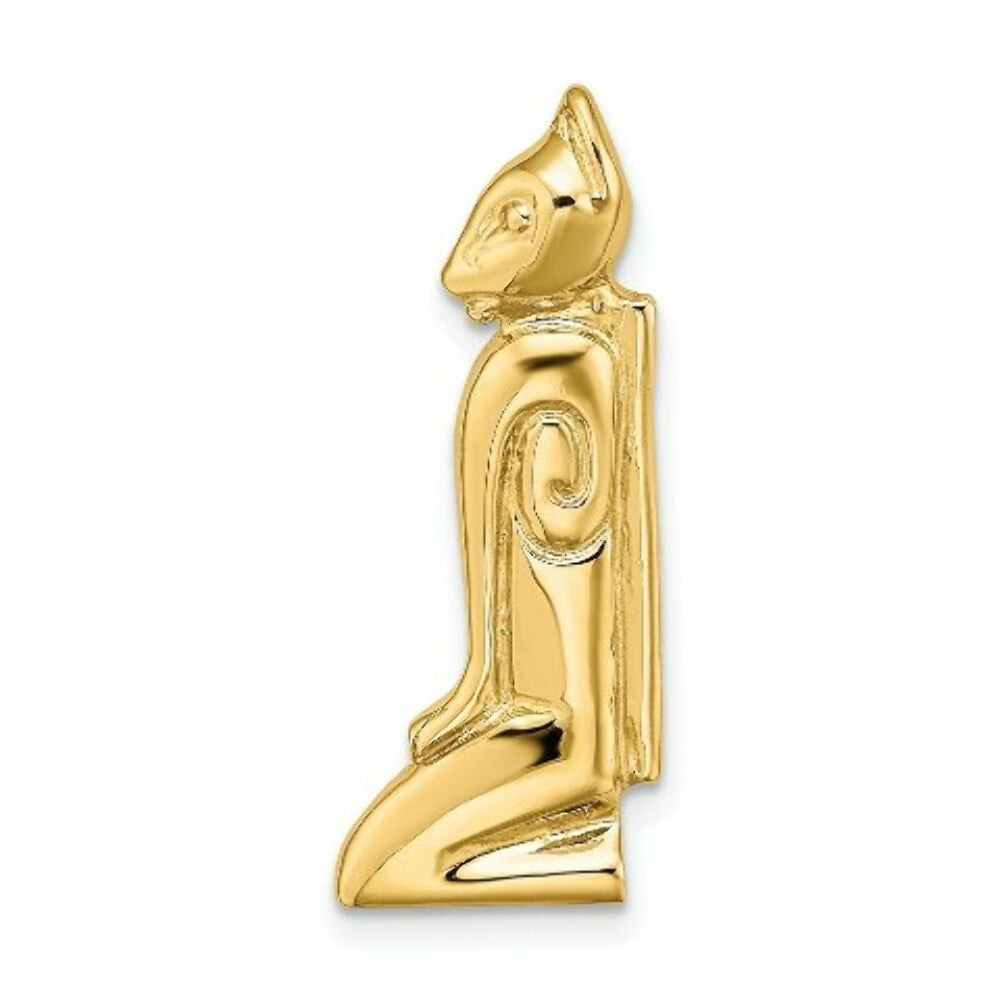 14K Yellow Gold 2-D Marco Island Cat With Hidden Bail Charm Pendant