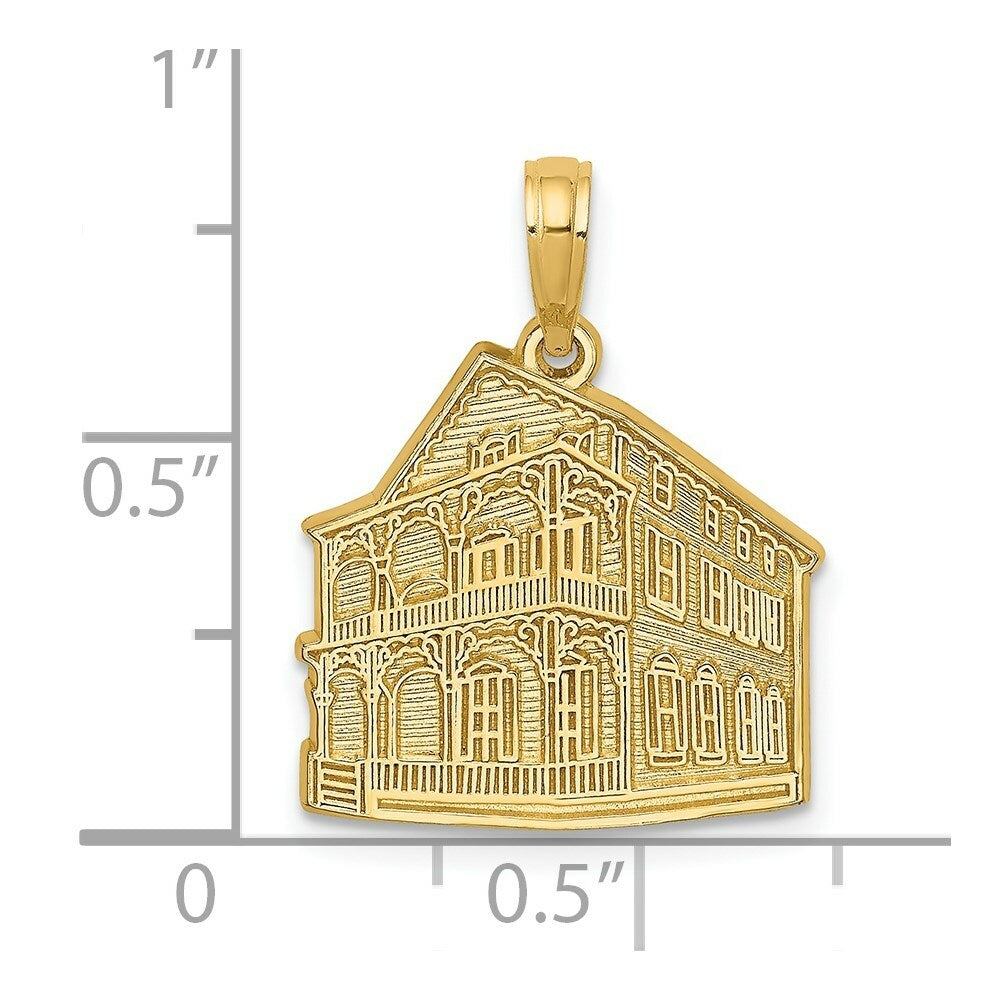 14K Yellow Gold The Pink House - Cape May, NJ Charm Pendant
