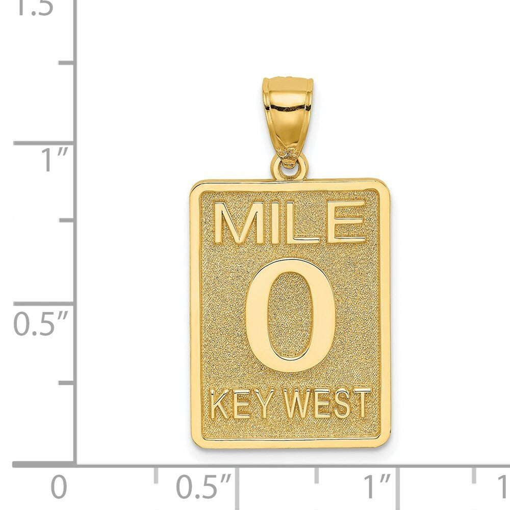 14K Yellow Gold Mile Marker 0 / Key West Charm Pendant