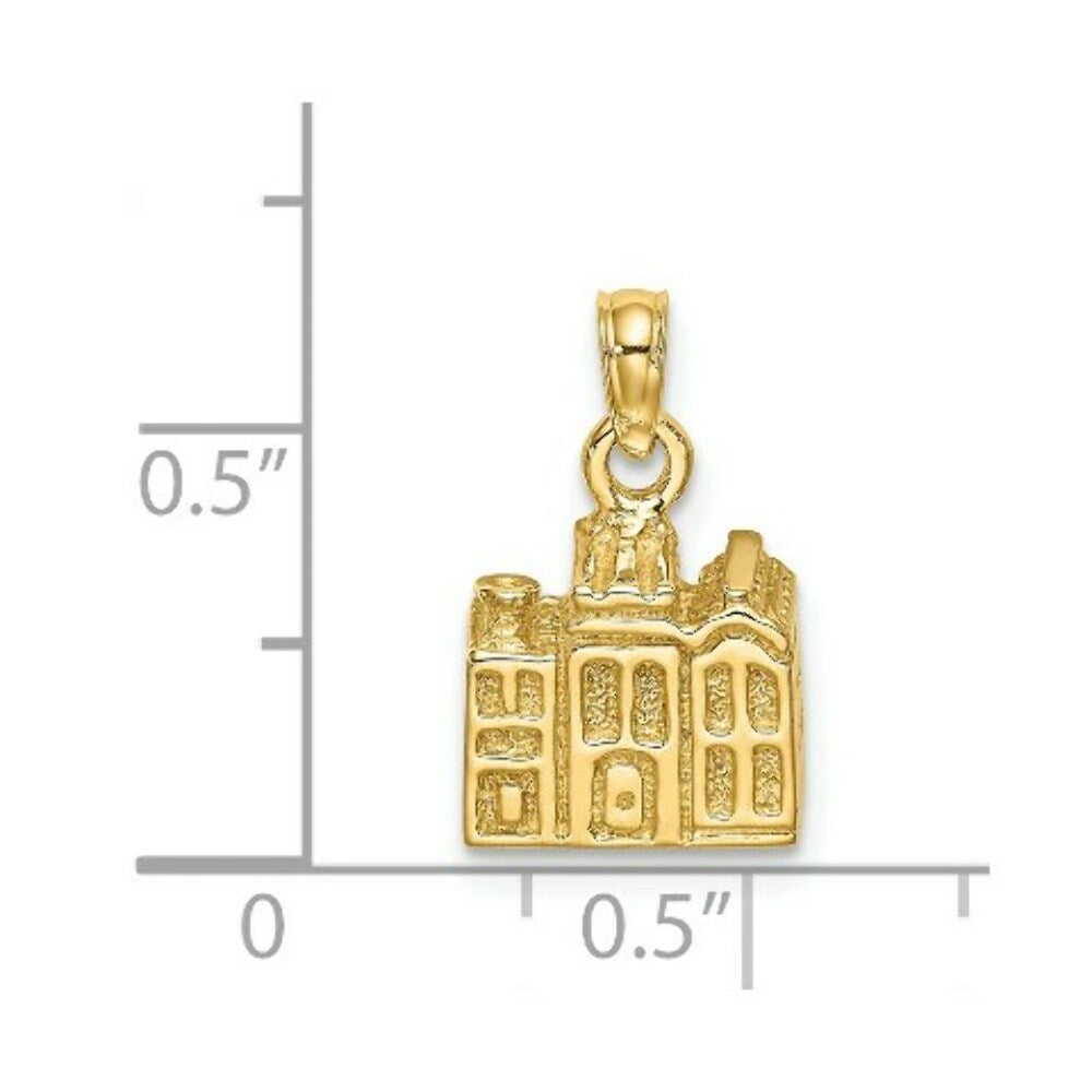 14K Yellow Gold 3-D Charleston Rainbow Row Buildings
