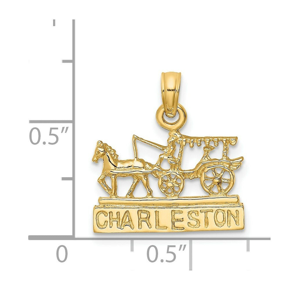 14K Yellow Gold Charleston SC Horse and Cart