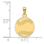 Load image into Gallery viewer, 14K Yellow Gold Polished and Textured FLAT BASEBALL Charm Pendant
