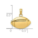 Load image into Gallery viewer, 14K Yellow Gold 2-D &amp; Engraveable Football Charm Pendant
