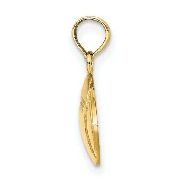 14K Yellow Gold 2-D & Engraveable Football Charm Pendant