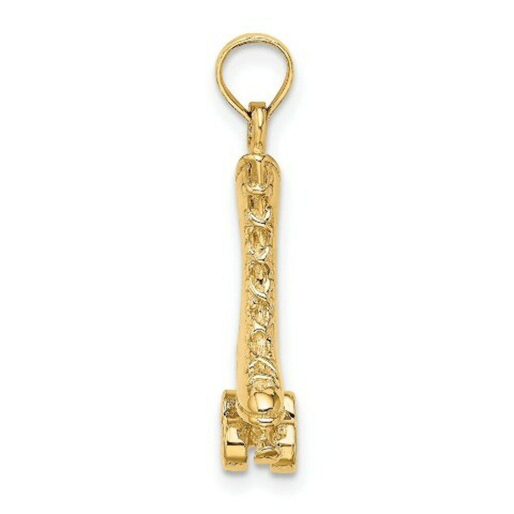 14K Yellow Gold 3-D Roller Skate Charm Pendant