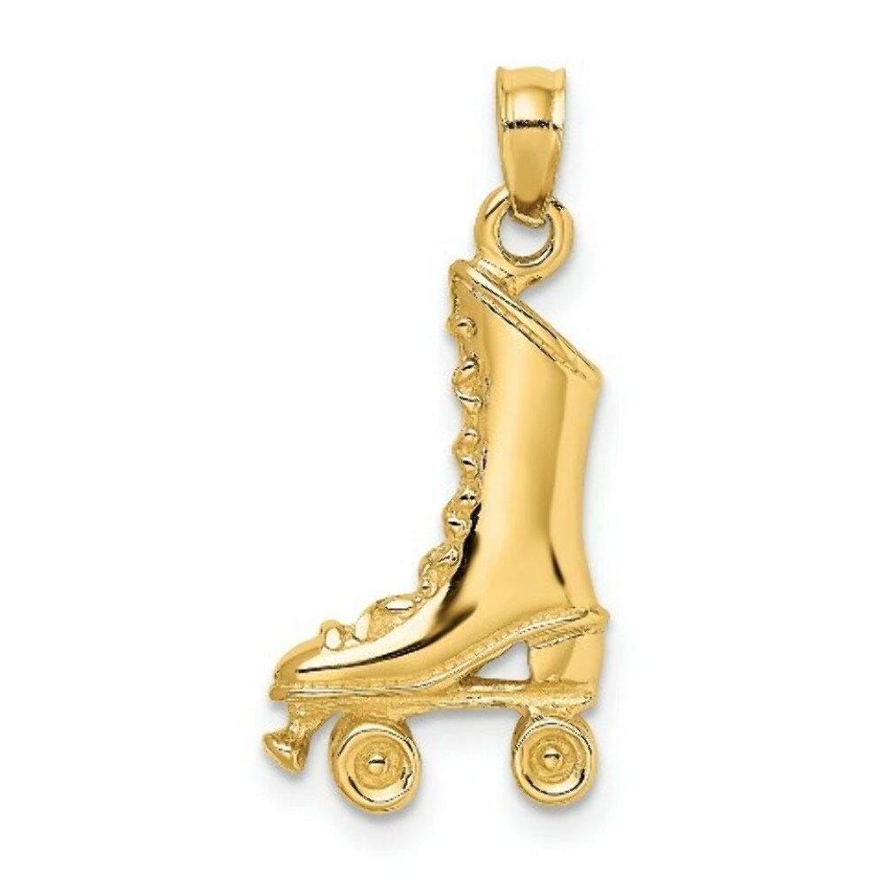 14K Yellow Gold 3-D Roller Skate Charm Pendant