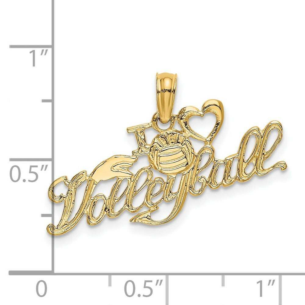 14K Yellow Gold I HEART VOLLEYBALL Charm Pendant