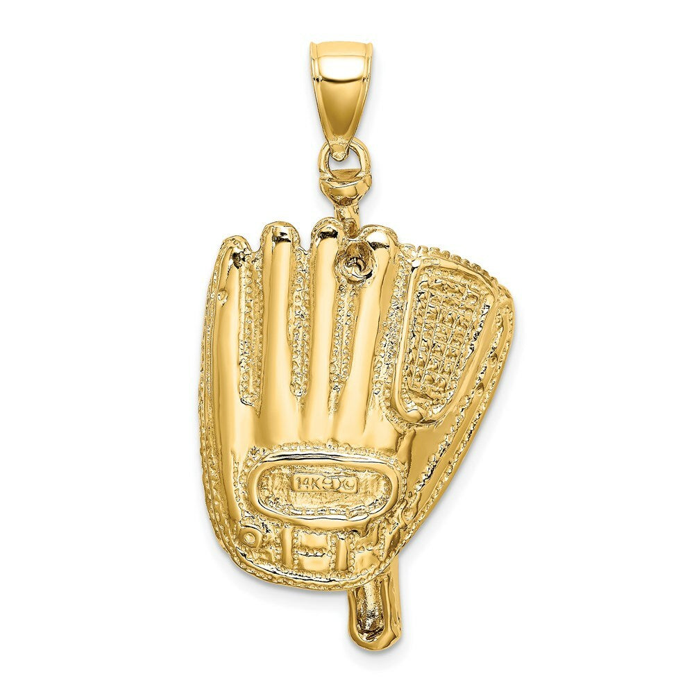 14K Yellow Gold 3-D BASEBALL GLove ,Bat & Ball Charm Pendant