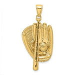 Load image into Gallery viewer, 14K Yellow Gold 3-D BASEBALL GLove ,Bat &amp; Ball Charm Pendant
