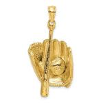 Load image into Gallery viewer, 14K Yellow Gold 3-D BASEBALL GLove, Bat, Ball Charm Pendant
