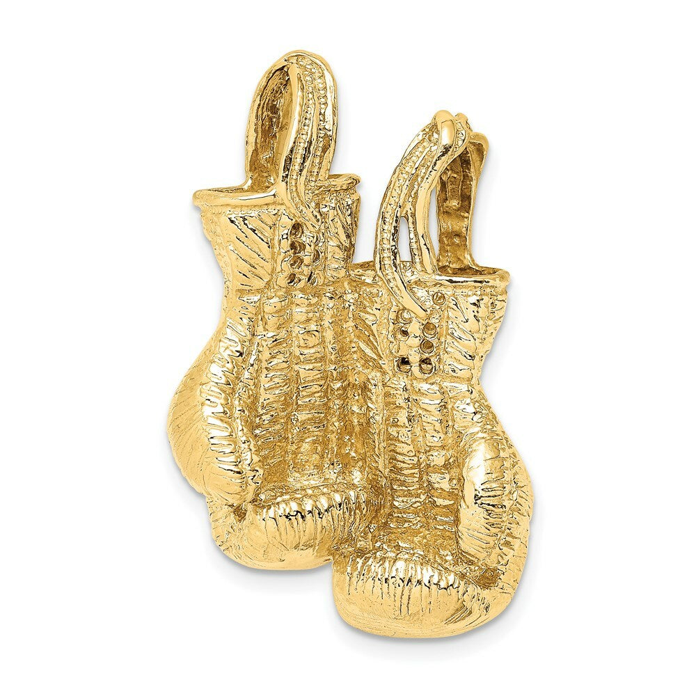 14K Yellow Gold 3-D & Textured Double Boxing GLoves Charm Pendant