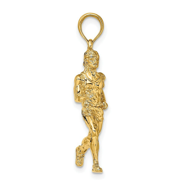 14K Yellow Gold 3-D Polished RUNNER (JOGGER) Charm Pendant