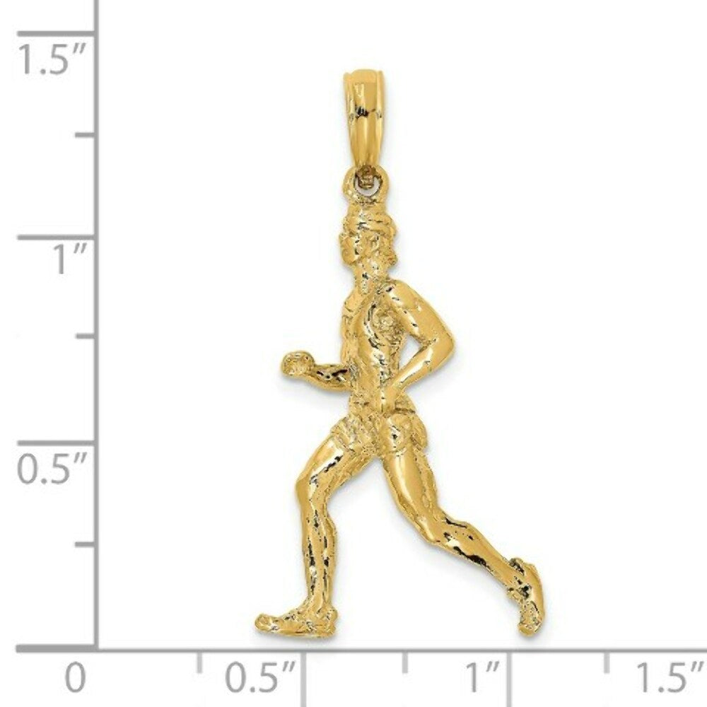 14K Yellow Gold 3-D Polished RUNNER (JOGGER) Charm Pendant