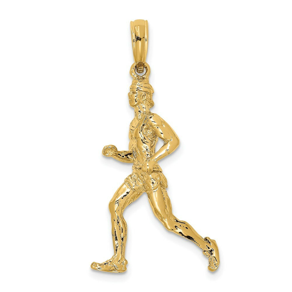 14K Yellow Gold 3-D Polished RUNNER (JOGGER) Charm Pendant