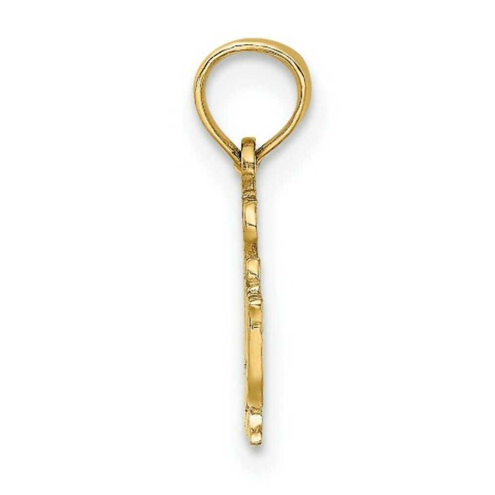 14K Yellow Gold Polished and Engraved I HEART SWIMMING Charm Pendant