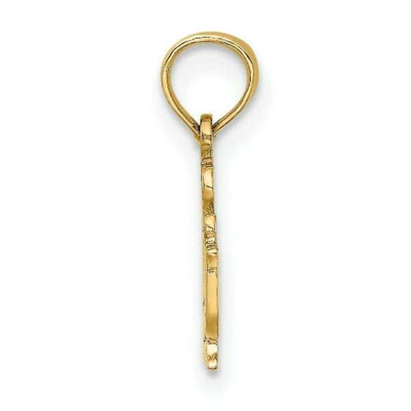 14K Yellow Gold Polished and Engraved I HEART SWIMMING Charm Pendant